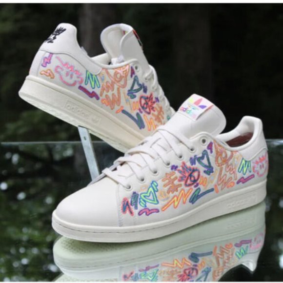 Adidas Stan Smith Pride Leather Multi-colored Sneakers Size 11. NEW - Picture 4 of 4